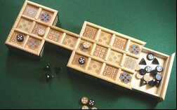 Wooden Royal Game of Ur with Drawer & Pyramid Dice